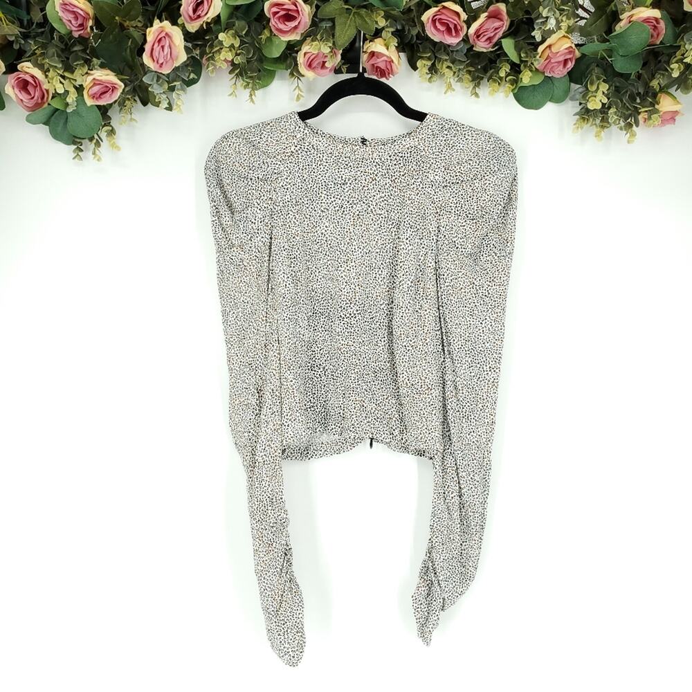 AFRM Animal Print Long Sleeve Cropped Top